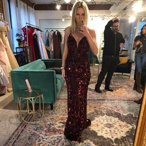 Red sequin gown